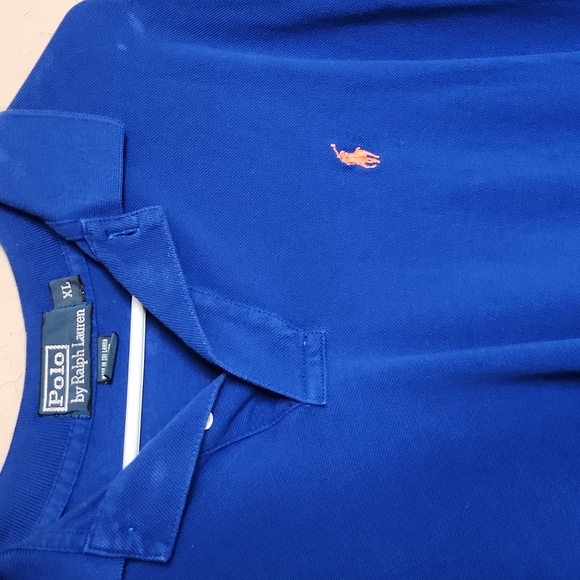 POLO RALPH LAUREN ROYAL BLUE WITH NEON ORANGE LOGO XL MEN'S POLO SHIRT - Picture 8 of 8